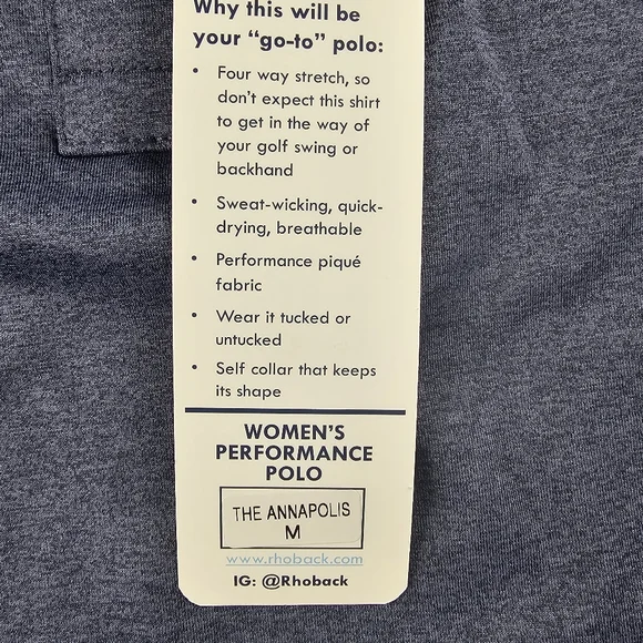 NWT Rhoback Women's Golf Performance Polo The Annapolis Size Medium - Picture 12 of 14